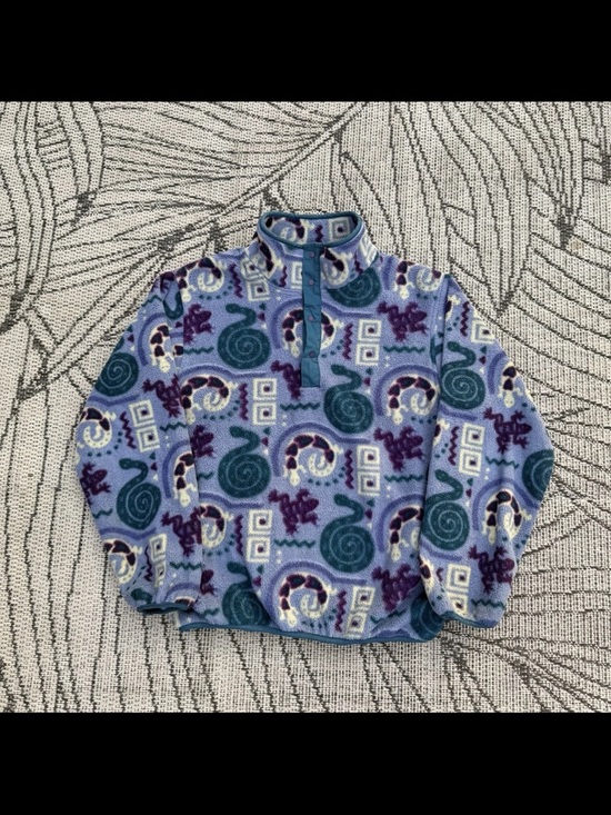 L.L. Bean Purple Teal Nature Fleece Pullover